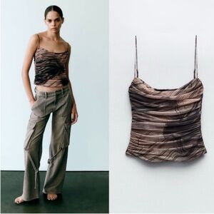 Zara printed tulle top